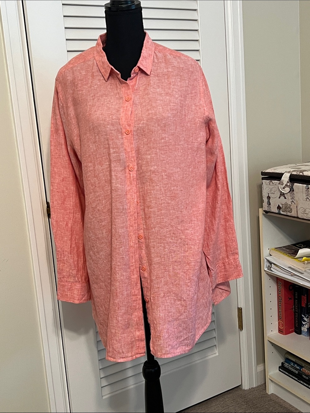 Garnet Hill linen oversized blouse size L.